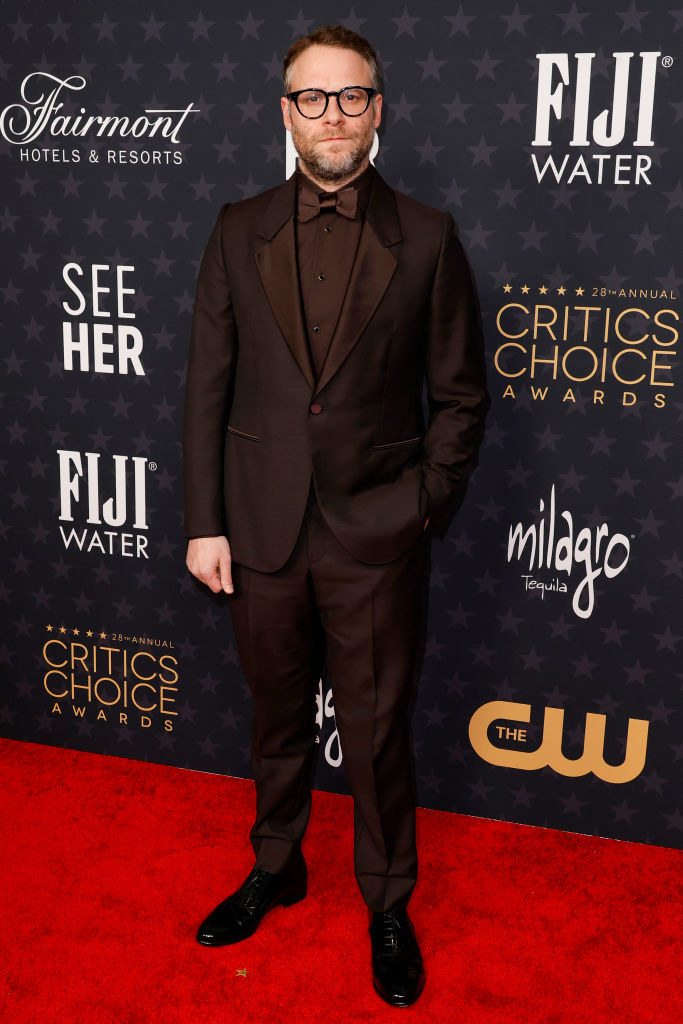 Seth Rogen attends the 28th Annual Critics Choice Awards in a neutral suit