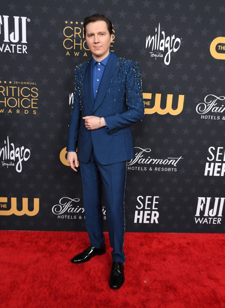 Paul Dano arrives at the 28th Annual Critics Choice Awards in a blue suit