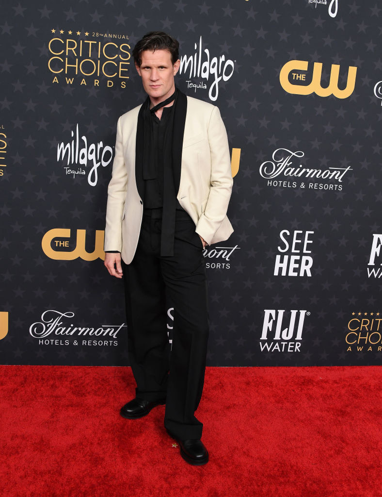 Matt Smith arrives at the 28th Annual Critics Choice Awards in a white suit