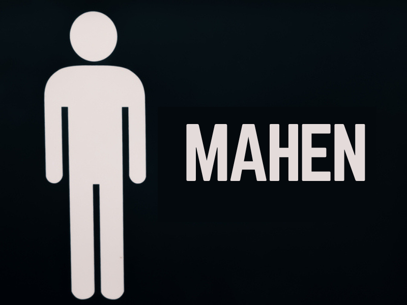 restroom sign that says mahen