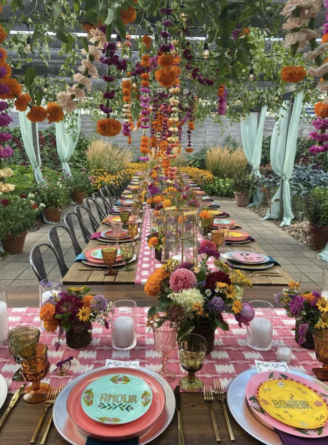 A wedding table set