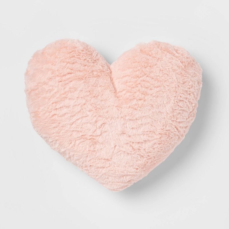 the pink plush heart shaped pillow