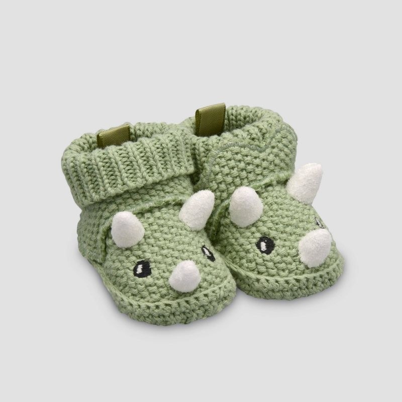 Green dino slippers