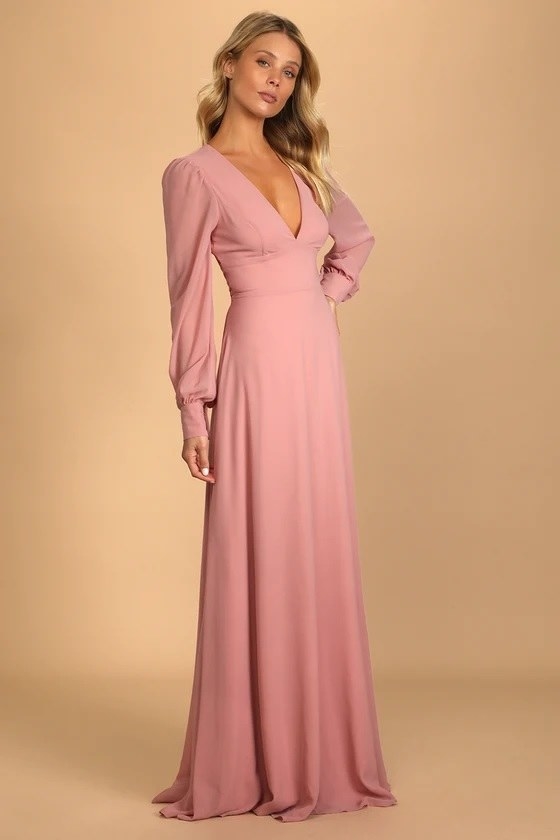 The model in the blush color dress