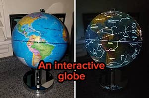 A globe/The same globe now glowing