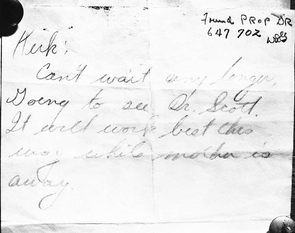 Close-up of the handwritten letter