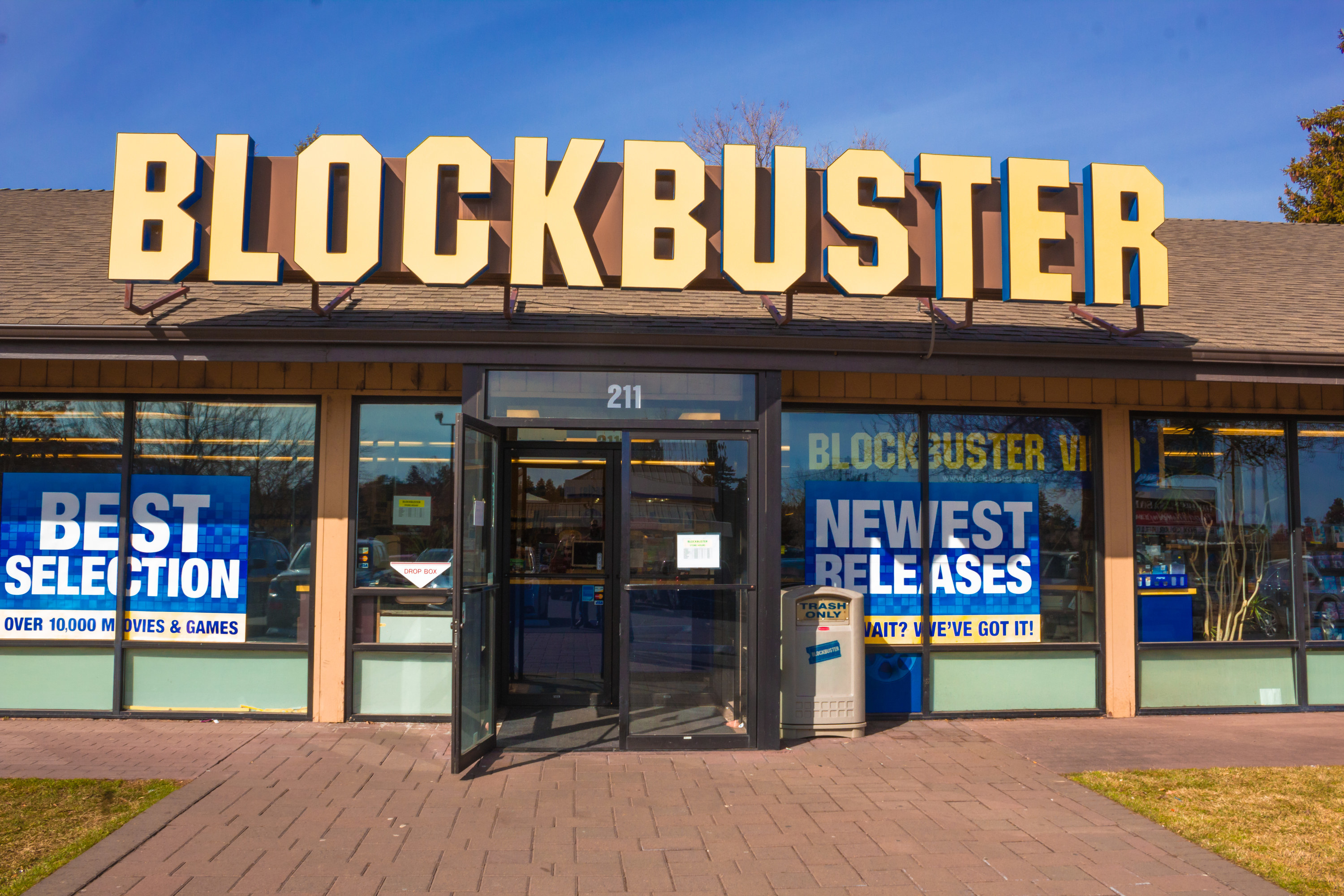 The outside of a Blockbuster Video Store