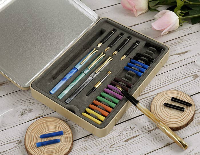 the calligraphy set on a tabletop