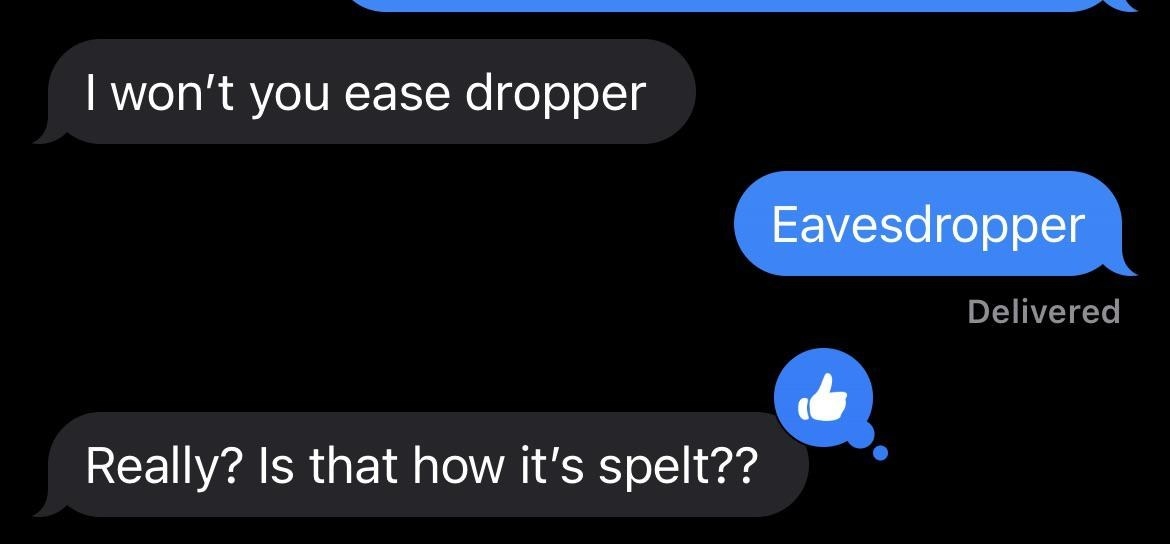 person who thinks eaves-dropper is spelled ease dropper