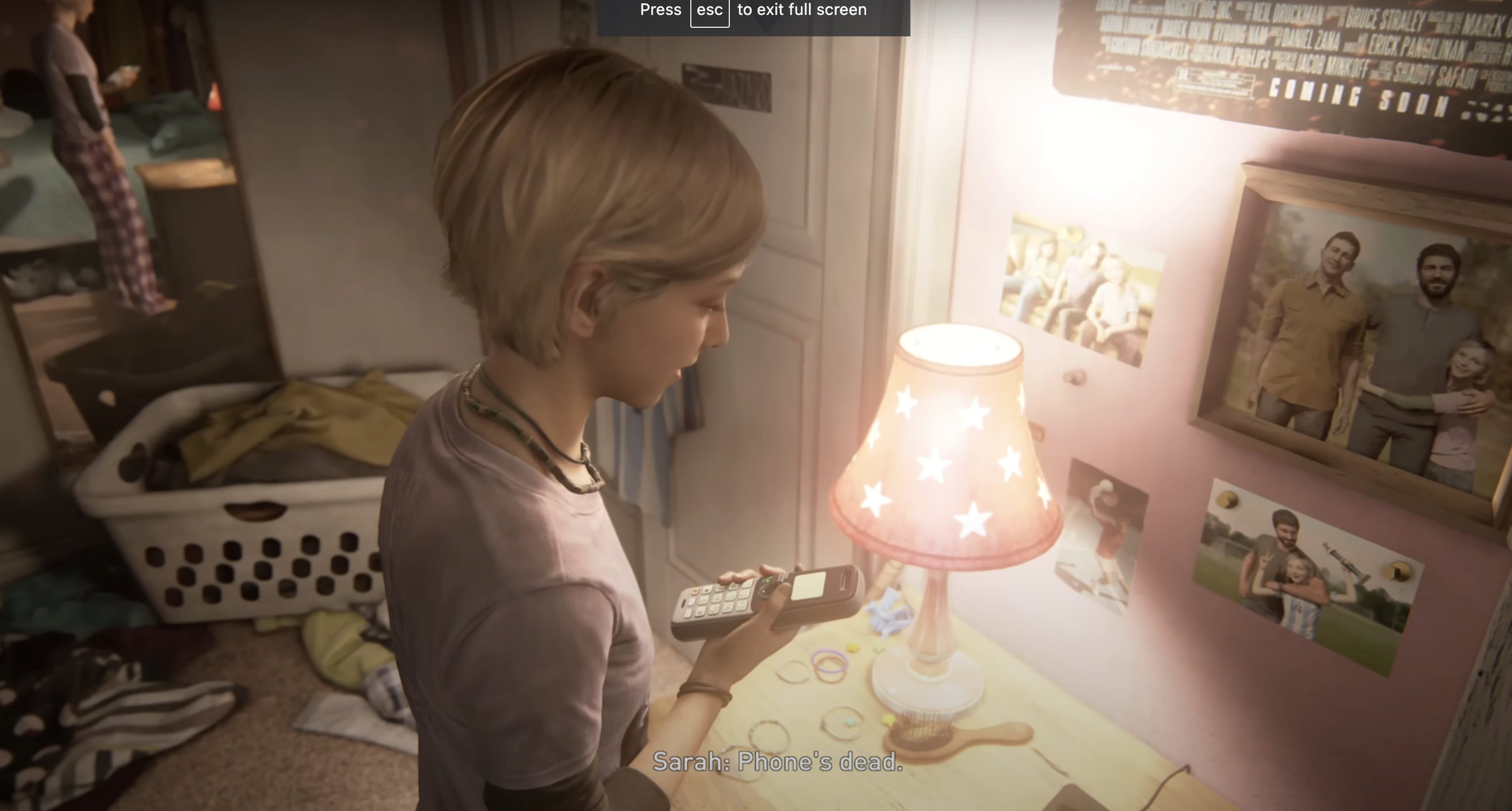Sarah in her bedroom in the game