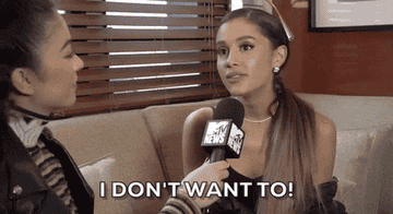 Ariana Grande being interviewed and saying &quot;I don&#x27;t want to&quot;