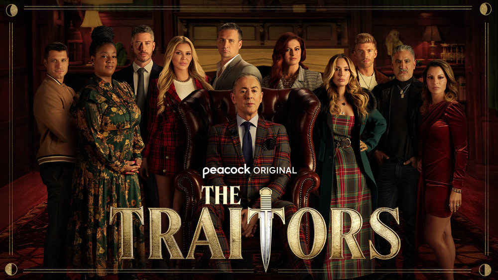 Promotional image for The Traitors with the cast
