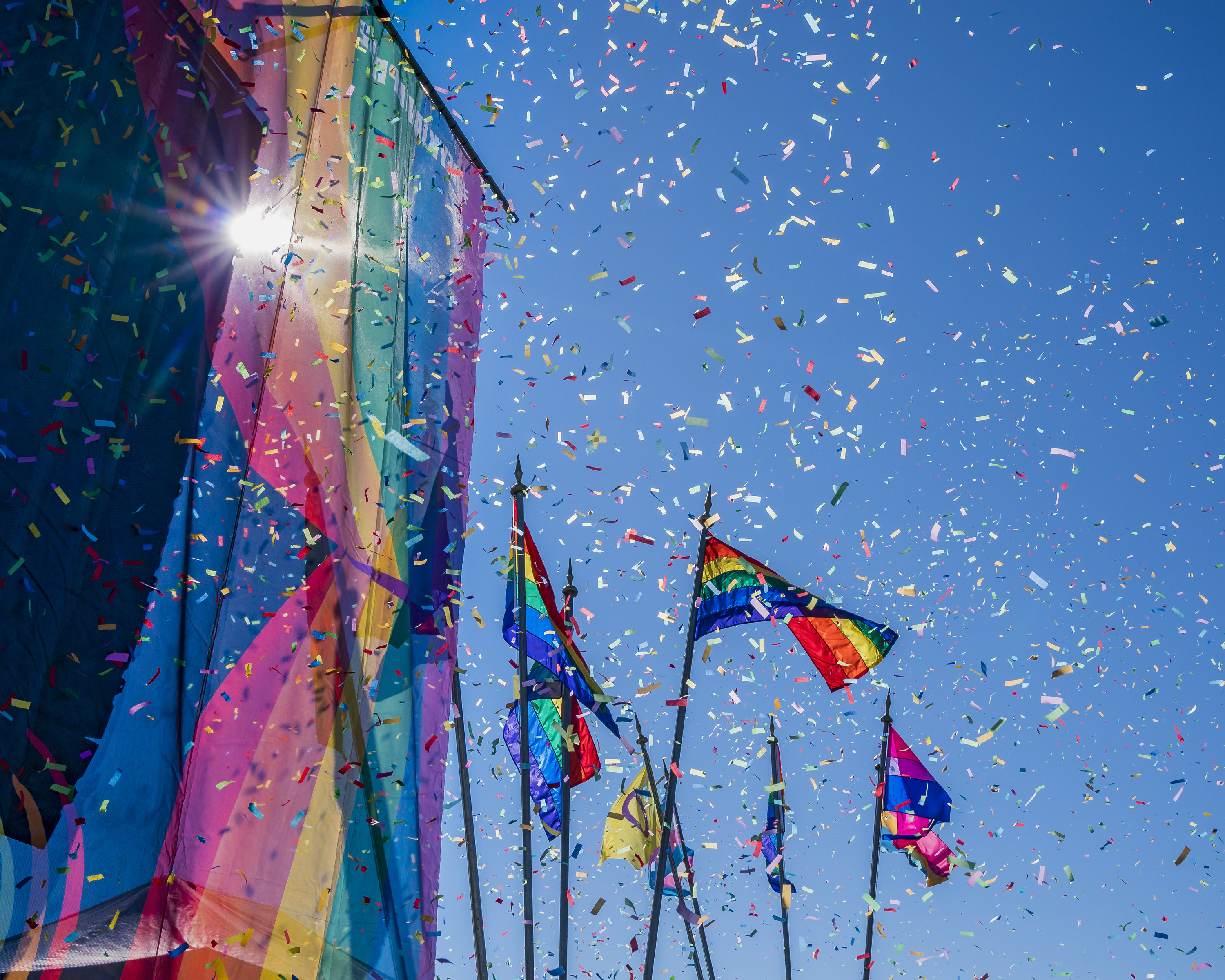 Pride Flags and confetti