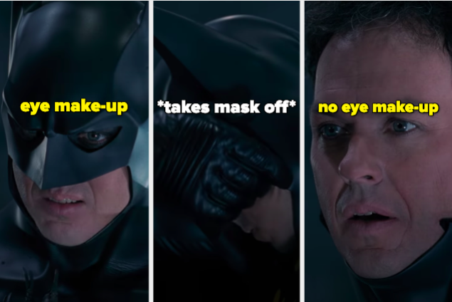Batman has eye make-up one moment, then the next, it&#x27;s gone