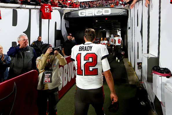 Tom Brady walking back to the team tunnel