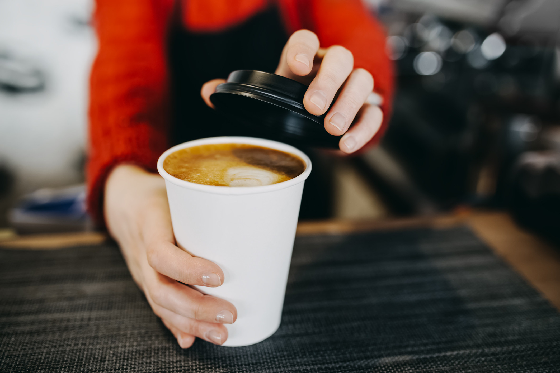 Coffee in a to-go cup.