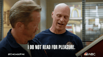A guy is saying &quot;I do not read for pleasure&quot;