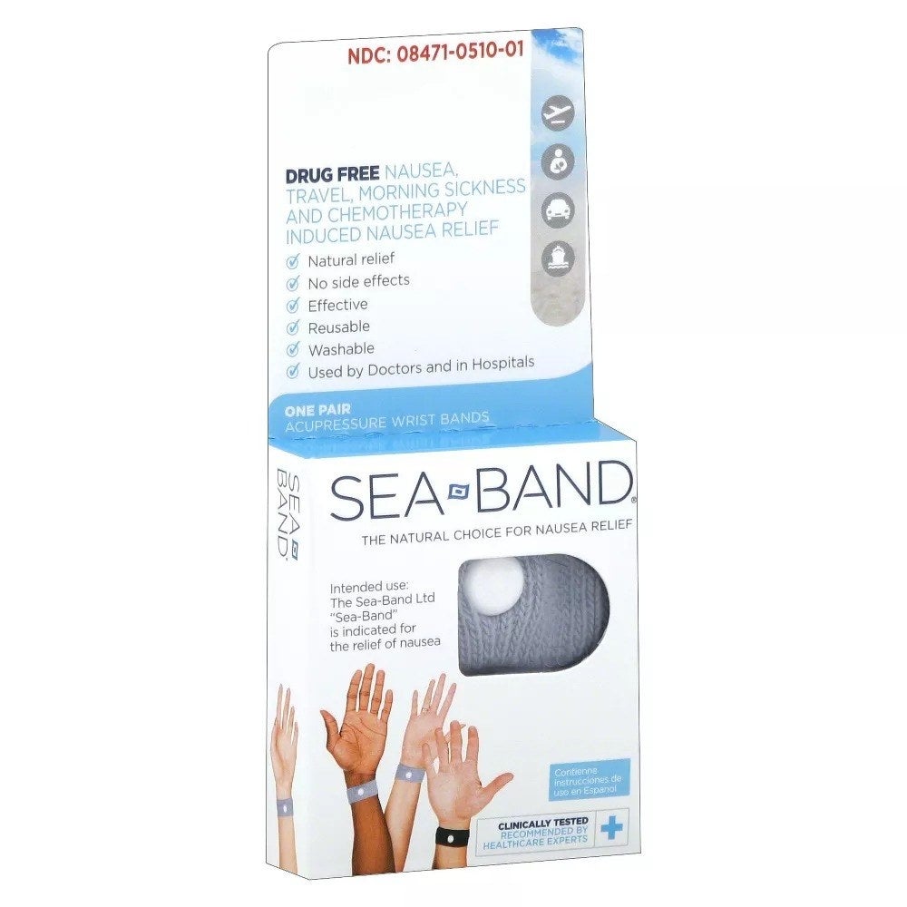 A pack displaying hands wearing the sea bands on the cover