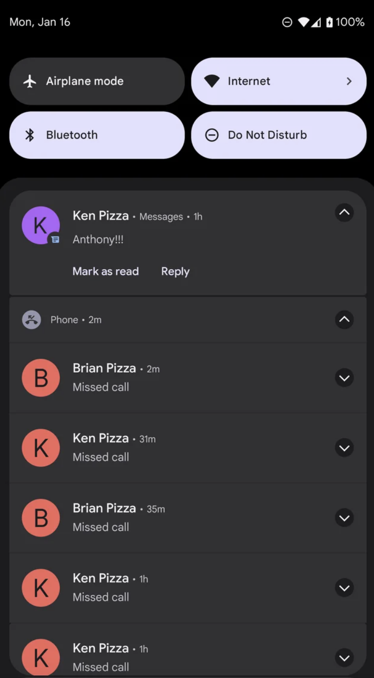 Cellphone on &quot;Do not disturb&quot; with a series of missed calls from the pizza place they work at