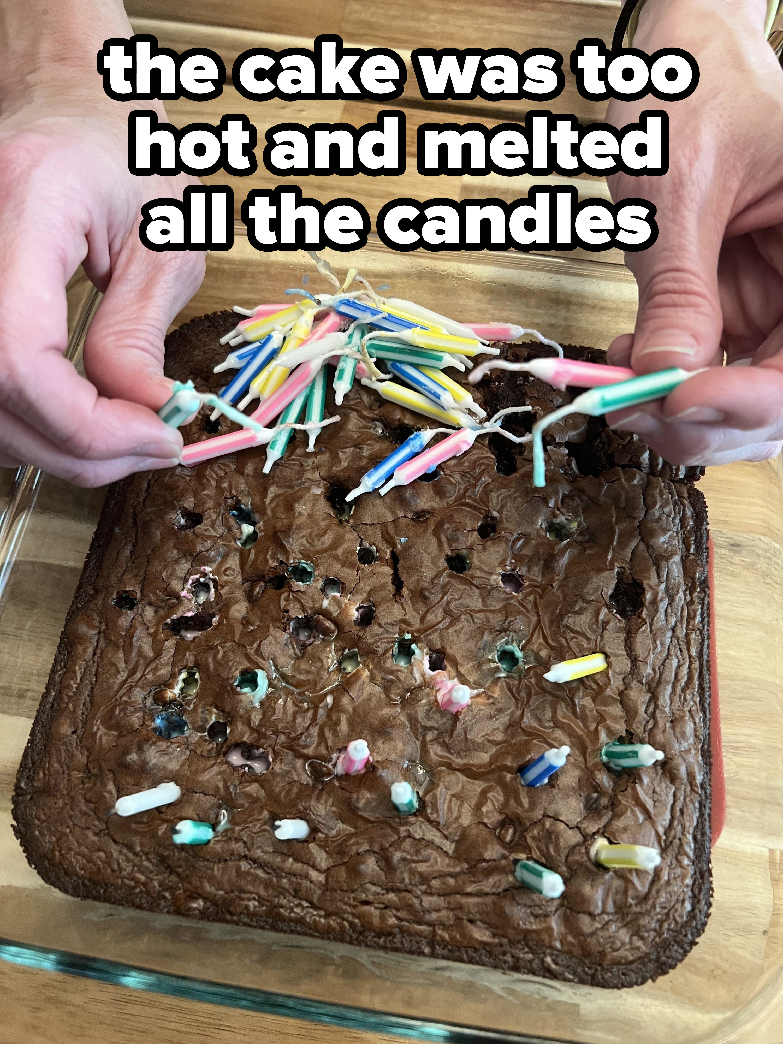 Candles melted into a cake