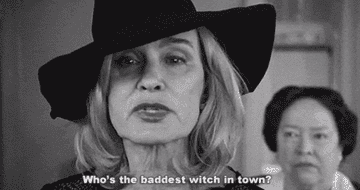 gif of Fiona from American Horror Story saying &quot;who&#x27;s the baddest witch in town?&quot;