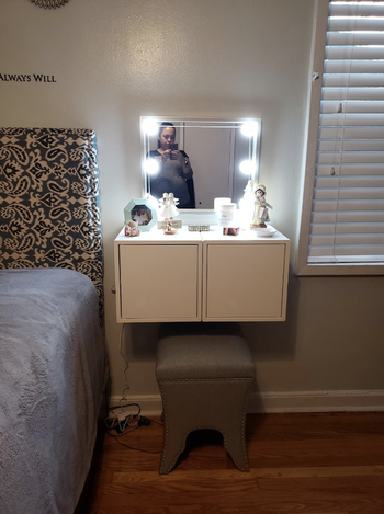 The lights installed on a mirror