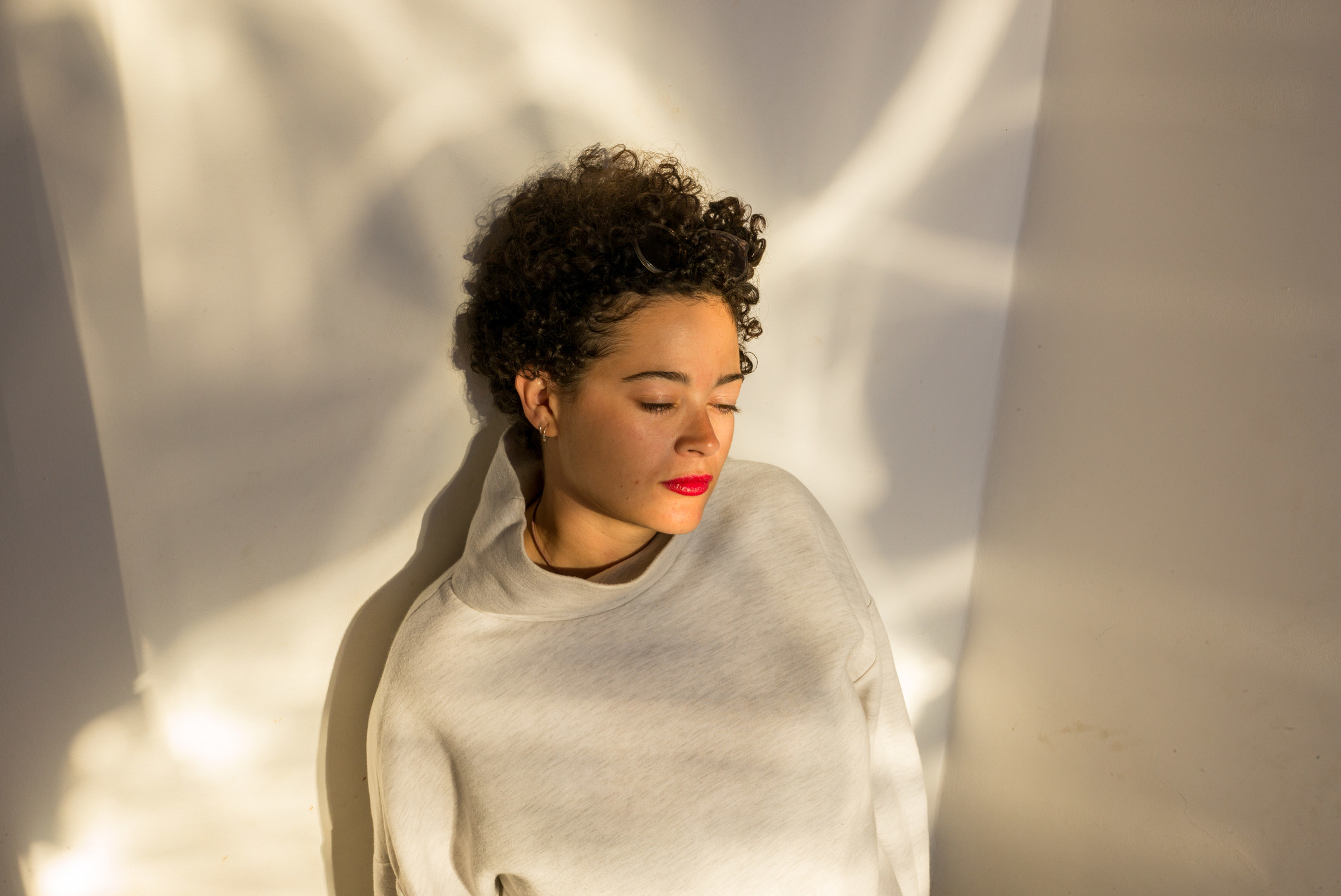 woman with short curly hair