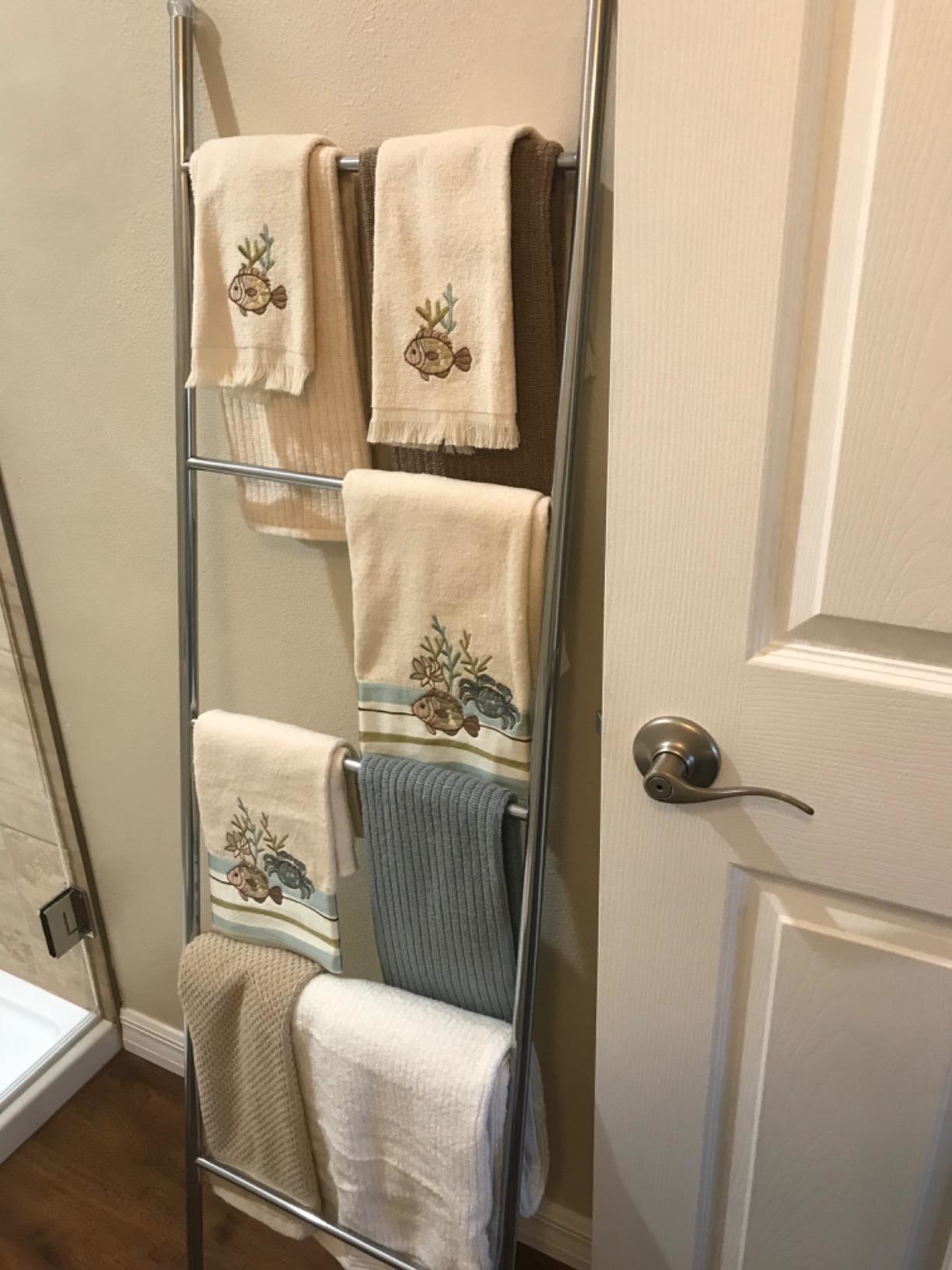 Reviewer&#x27;s photo of the towel ladder in the color Chrome