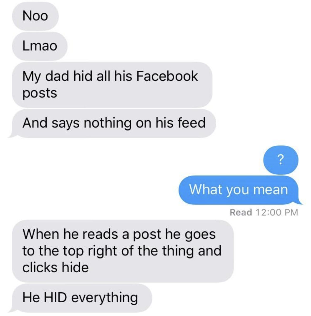 dad clicked to hide everything