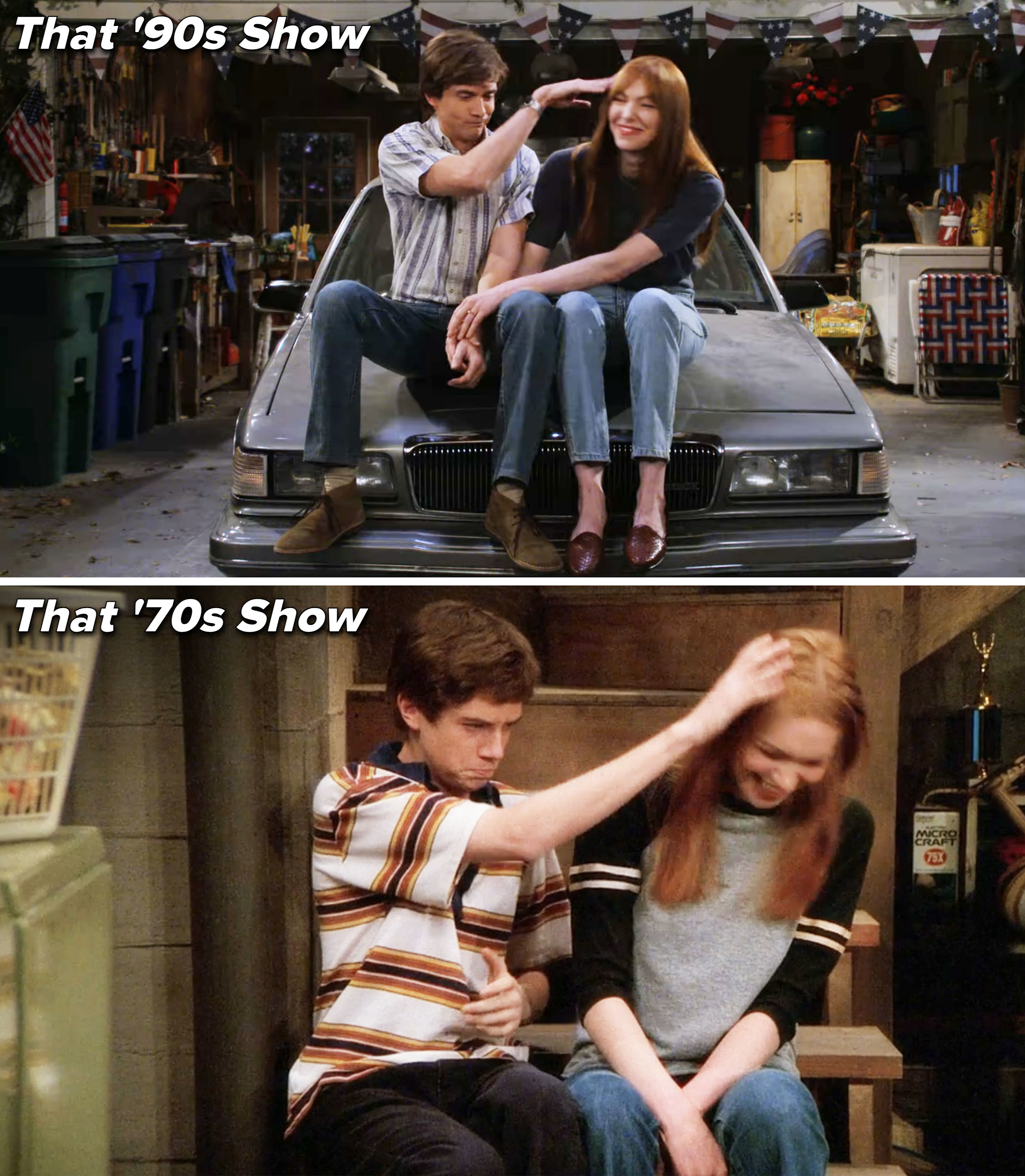 The similar scenes from That &#x27;90s Show and That &#x27;70s Show, where Eric pushes Donna&#x27;s head