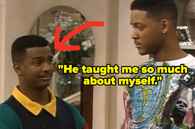 Will and Carlton from "Fresh Prince" with a caption for Carlton: "He taught me so much about myself"
