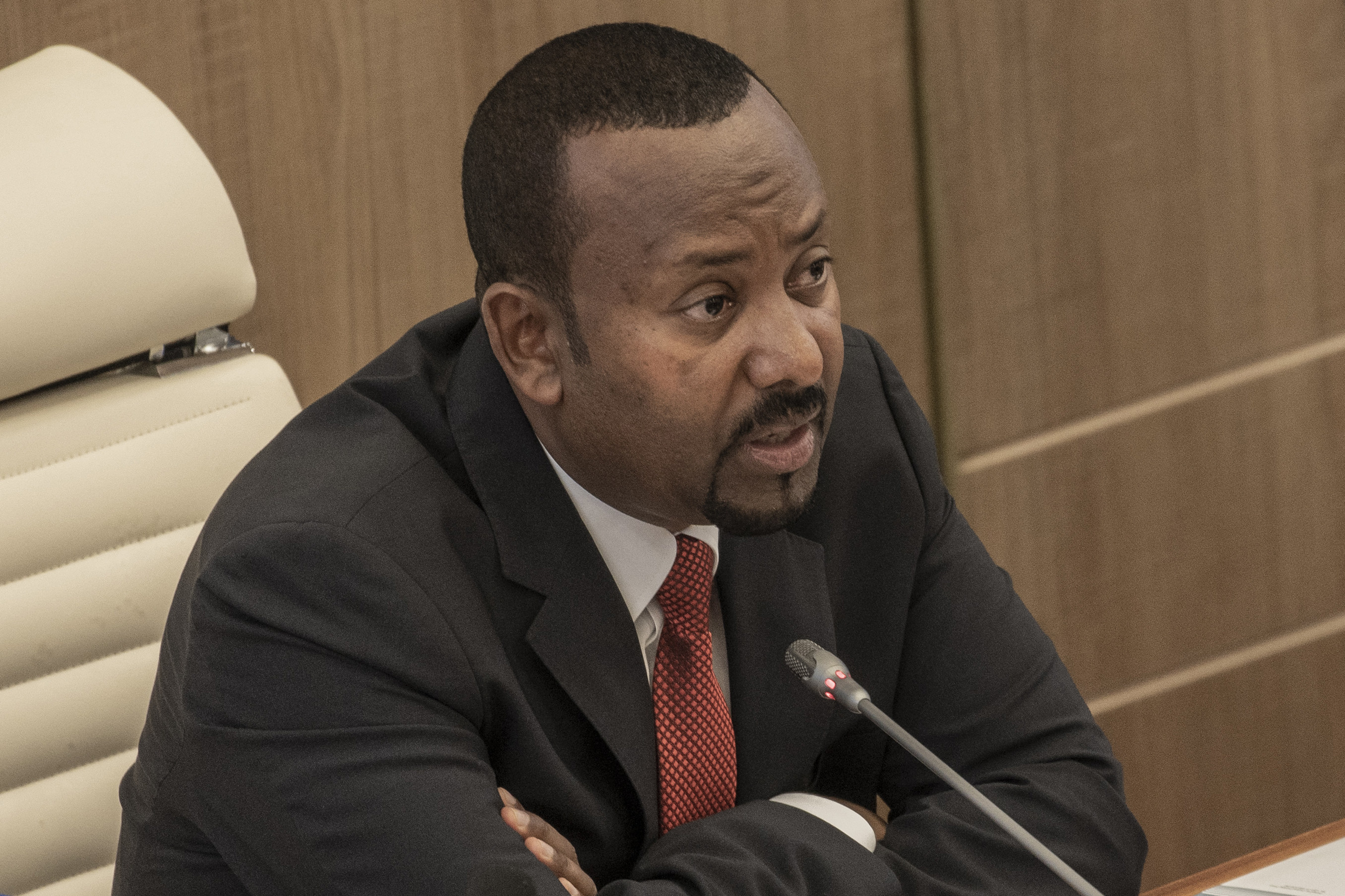 Abiy Ahmed attends a conference