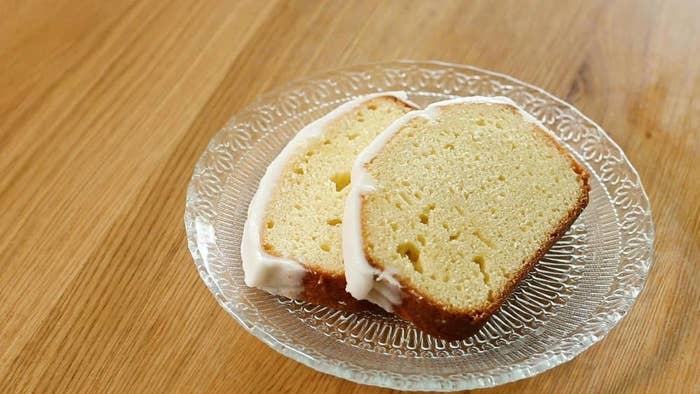 two slices of lemon loaf cake