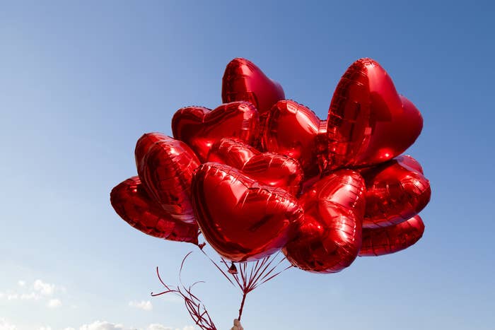 Red heart balloons