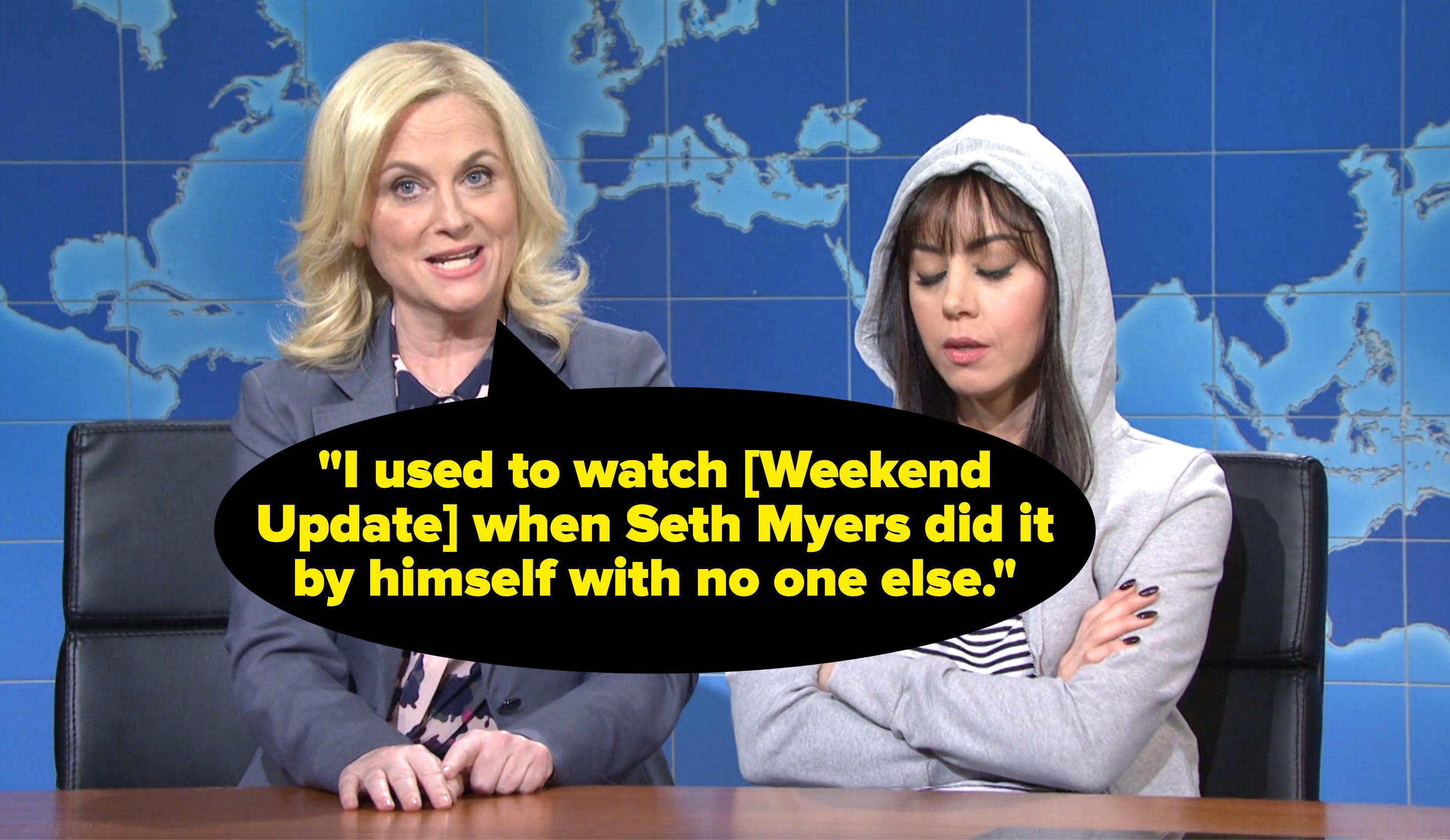 Amy says &quot;I used to watch [Weekend Update] when Seth Myers did it by himself with no else&quot;