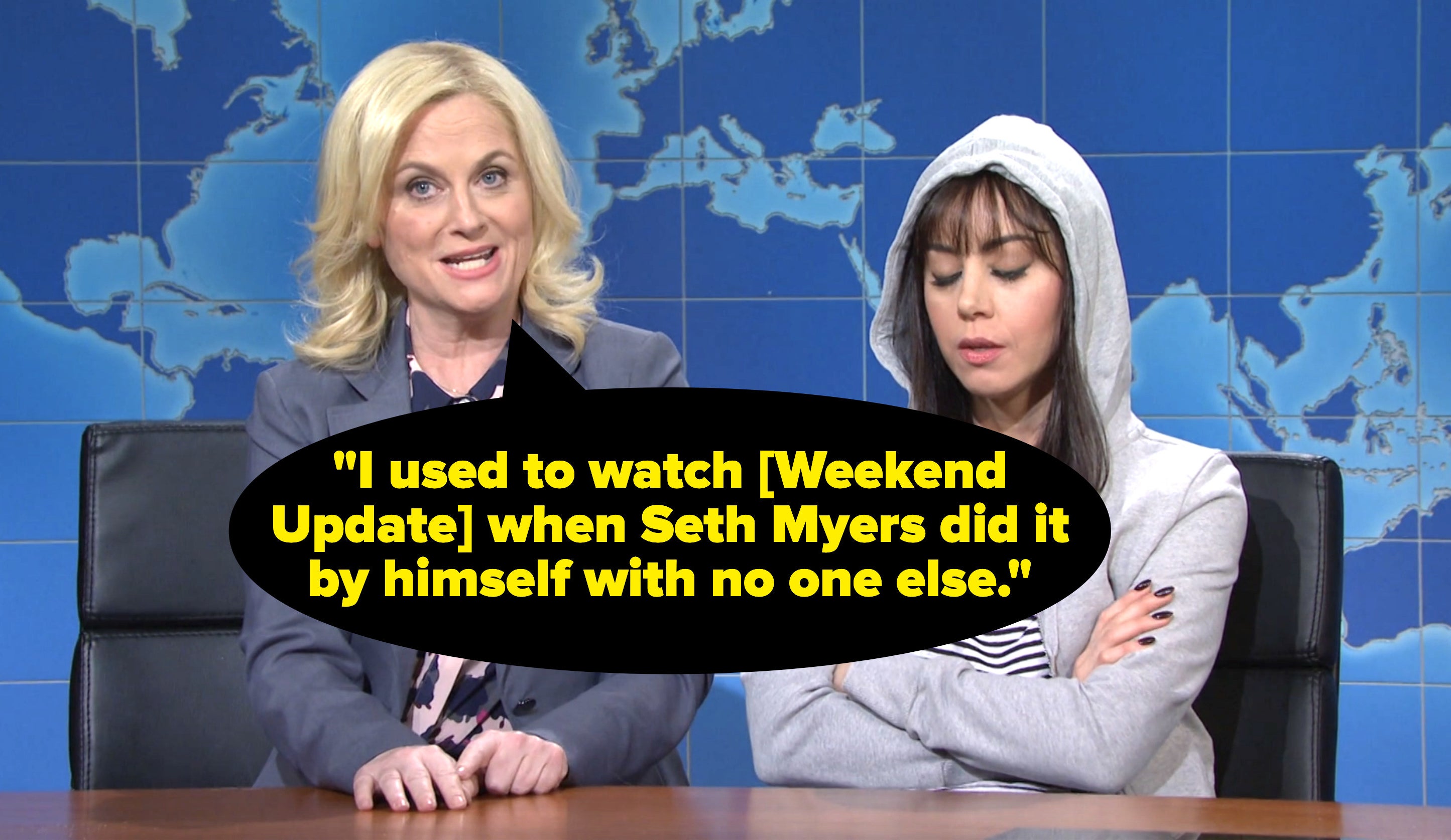 Amy says &quot;I used to watch [Weekend Update] when Seth Myers did it by himself with no else&quot;