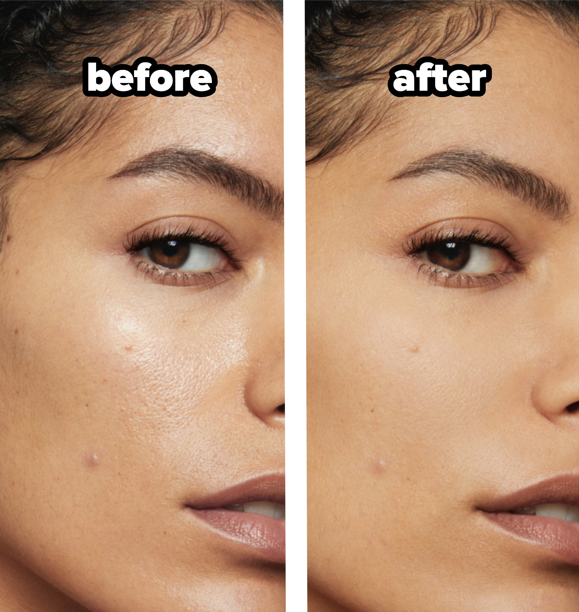 a person&#x27;s skin before and after using the primer