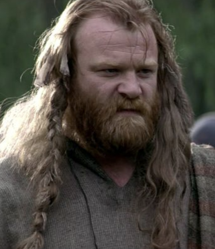 Gleeson with long hair that&#x27;s partially braided and a full beard in &quot;Braveheart&quot;