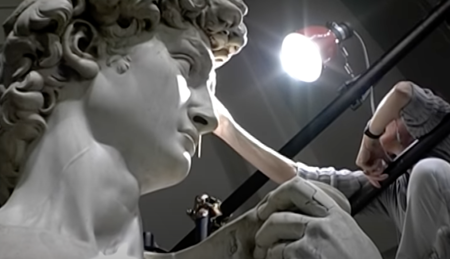 Someone working on Michelangelo&#x27;s &quot;David&quot;