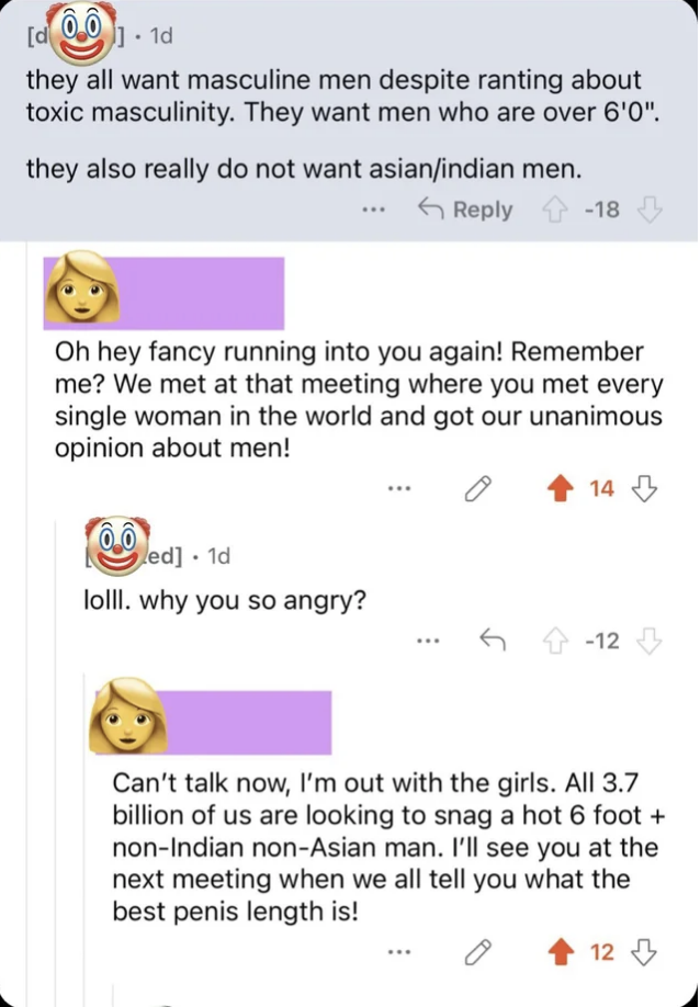 woman calling out a man and using his generalizations about women against him