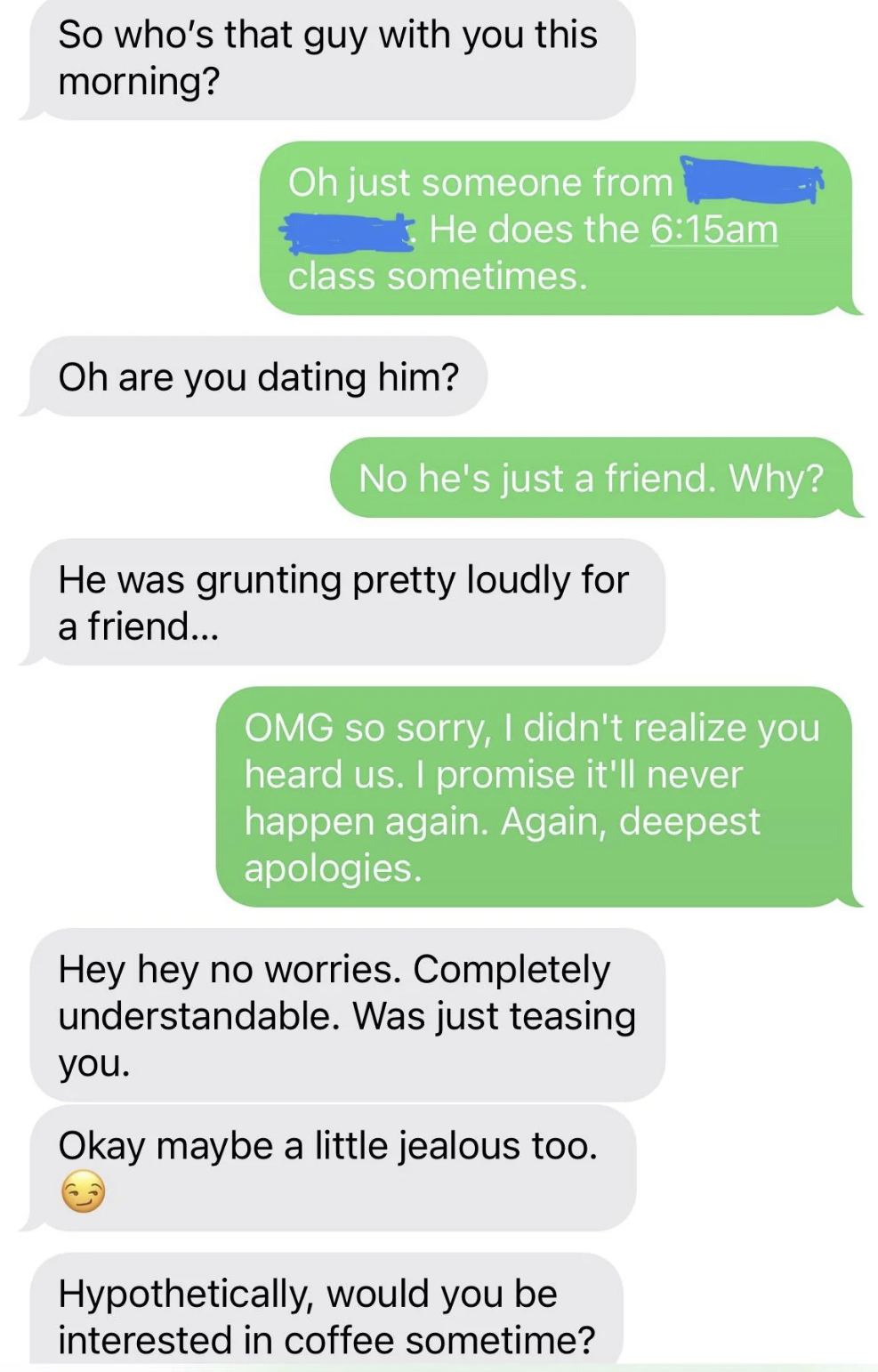 he then asks her out for coffee after admitting he was jealous there was another guy