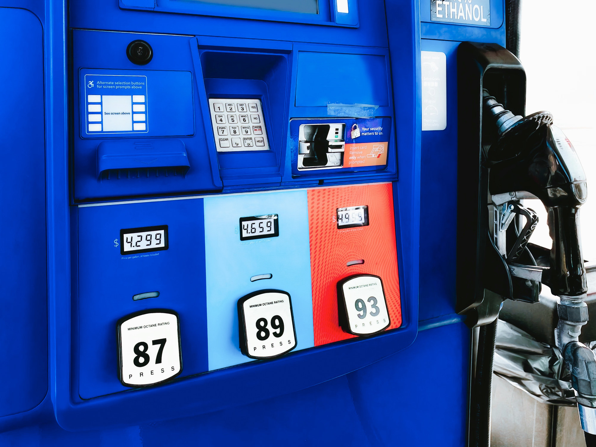 closeup of a gas station pump