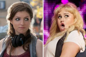 beca on the left and fat amy on the right