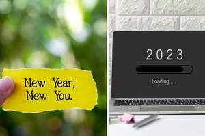 Left image says "new year, new you" and the right image says "2023 loading"