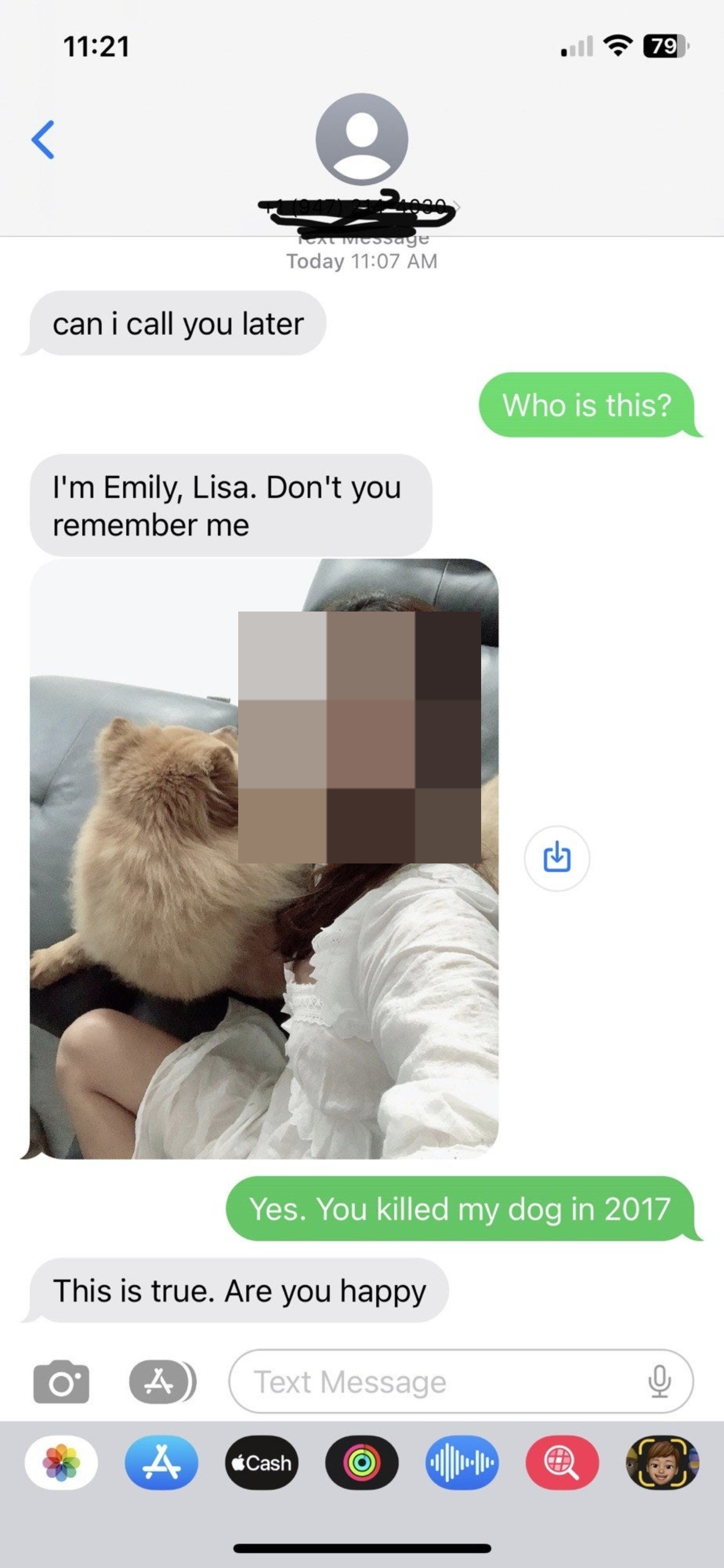 scammer asks if a person remembers them and they say yes you killed my dog