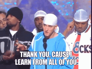 Eminem saying &quot;thank you, cause I learn from all of you&quot; while accepting his GRAMMY award