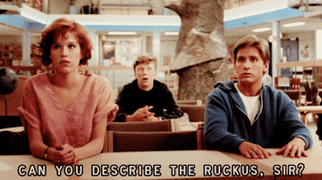 Molly Ringwald, Michael Anthony Hall, and Emilio Estevez in &quot;The Breakfast Club&quot;