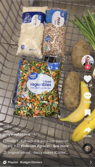 rice and beans in Amy's shopping cart