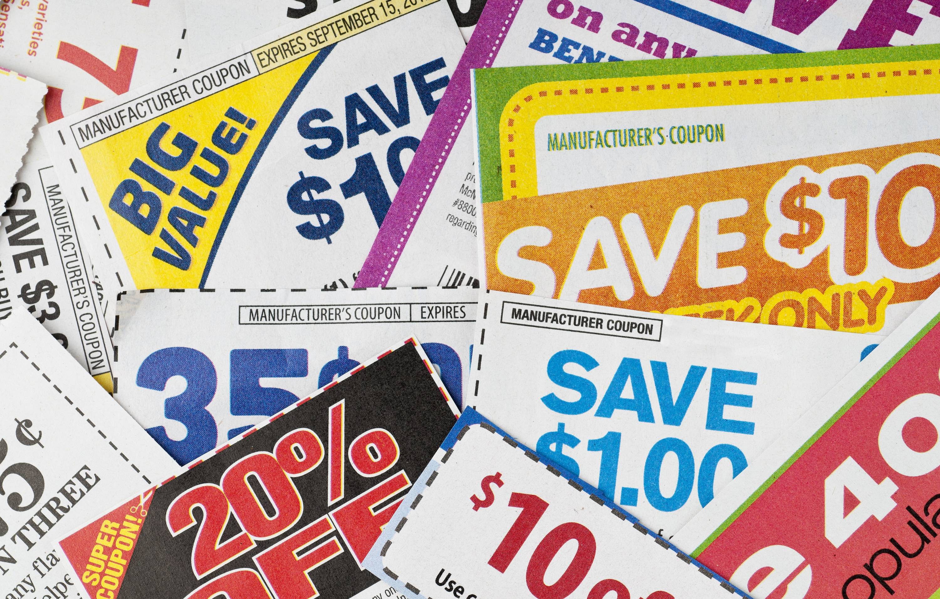 large stack of coupons