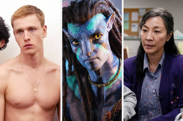 Images from Triangle of Sadness, Avatar: The Way of Water, and Everything Everywhere All at Once